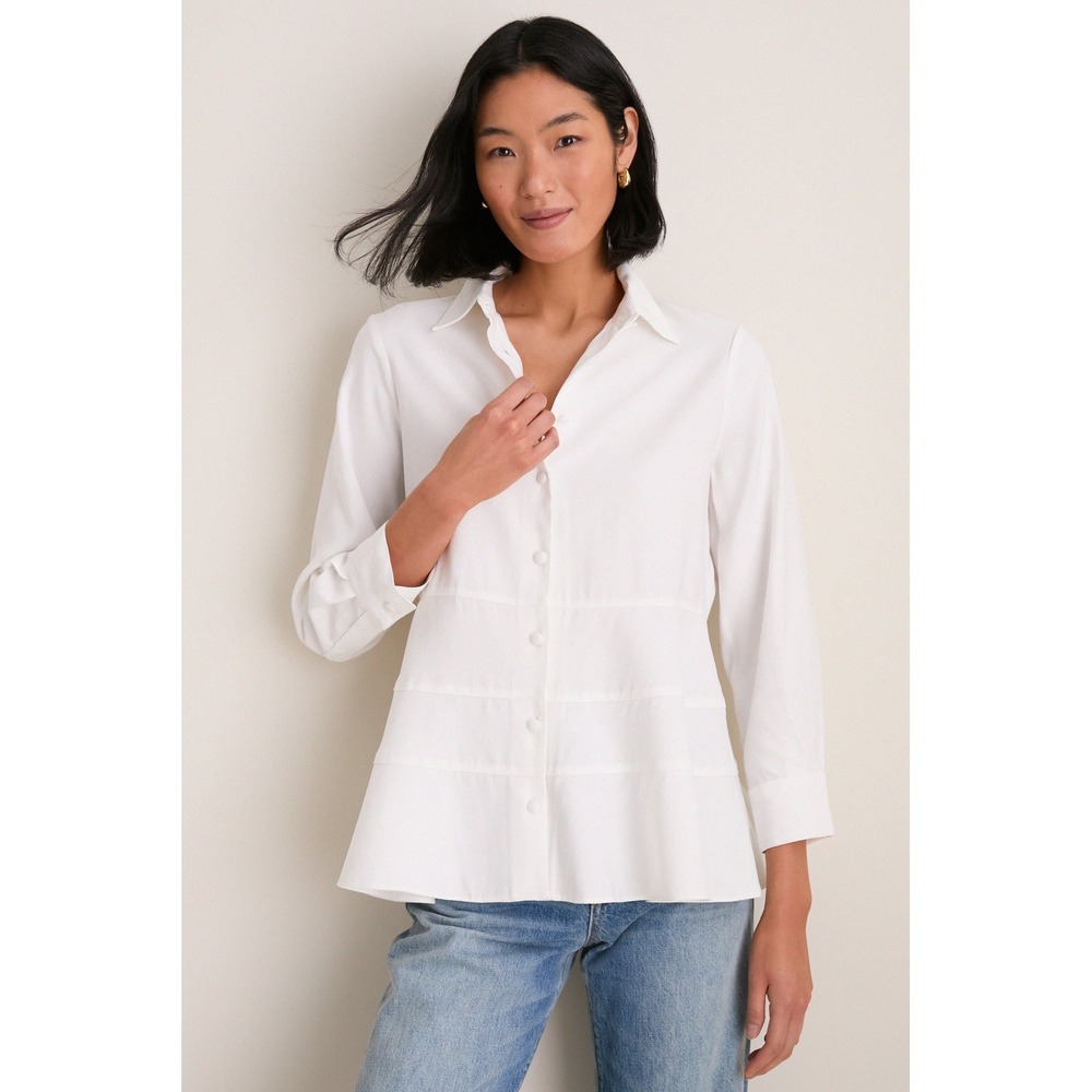 NEW Pomander Place Ashlen peplum Blouse top Size S white Tuckernuck